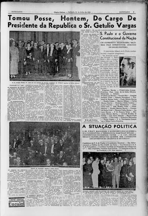 Matéria de jornal mostrando que Getúlio Vargas toma o poder